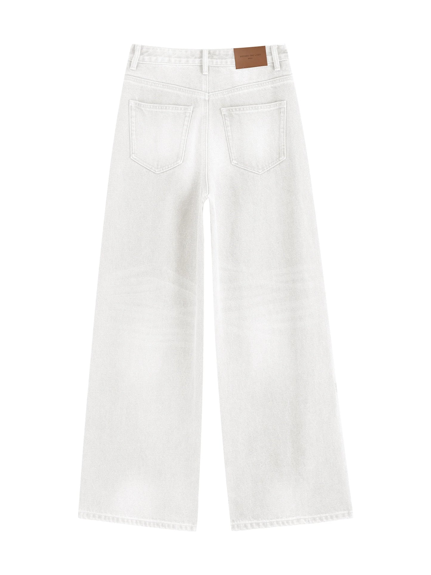 White Straight Wide Leg Jeans