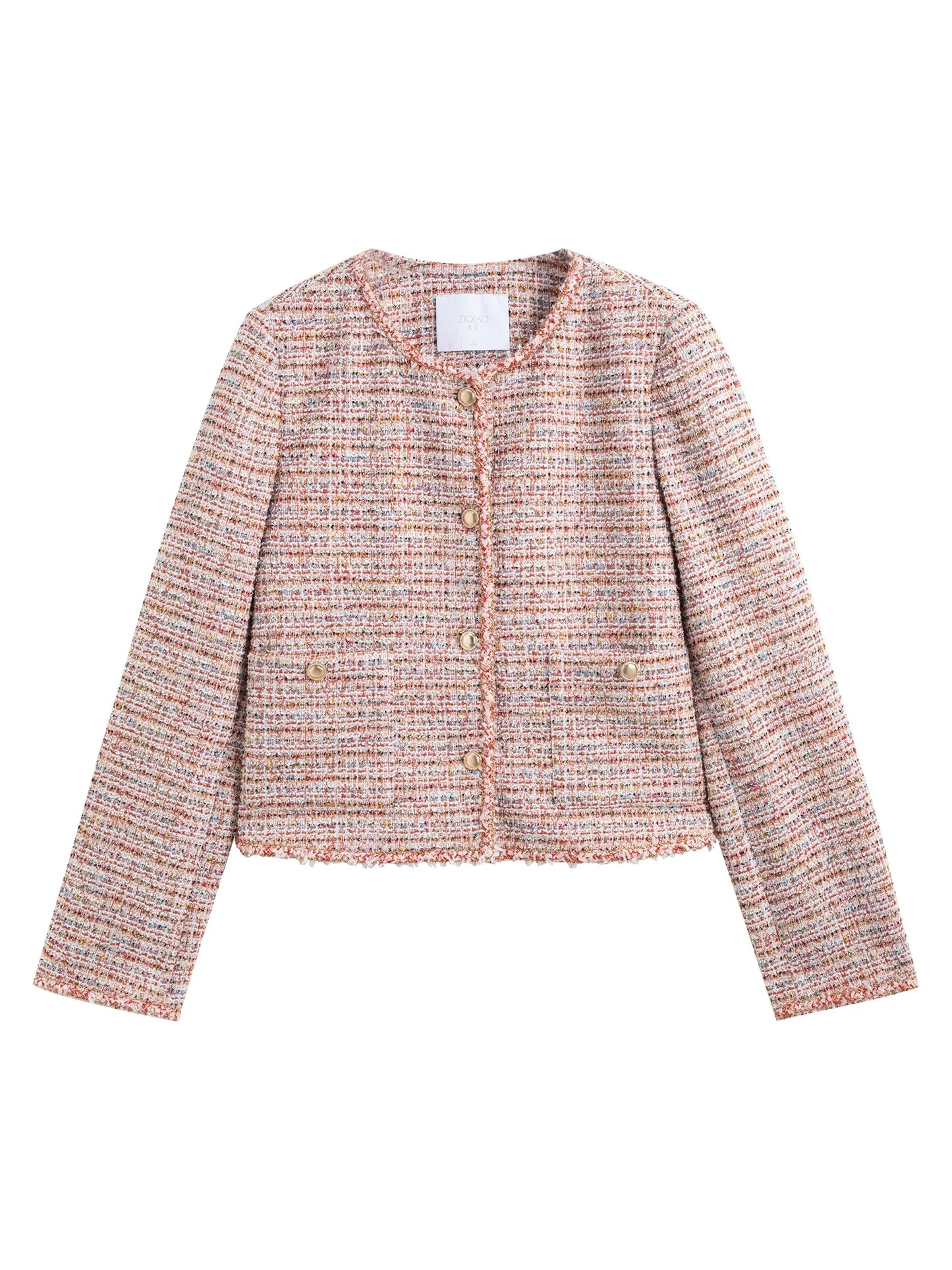 Pink Tweed Button Jacket