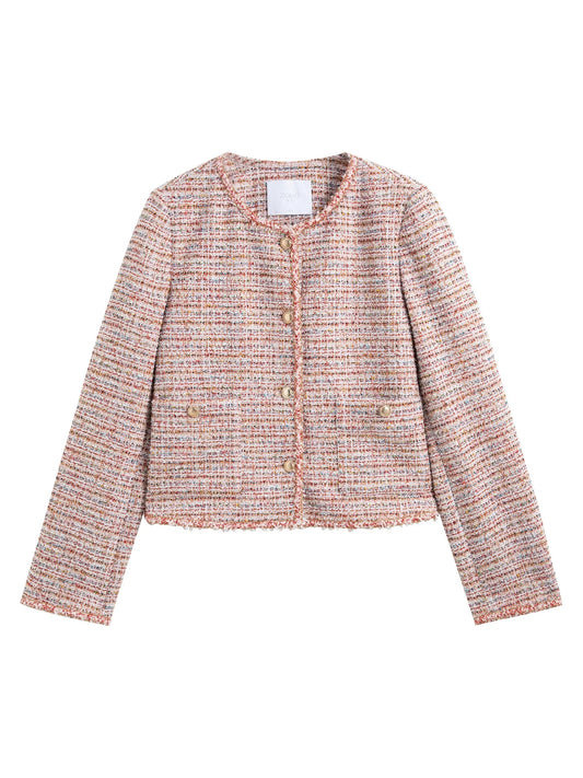 Pink Tweed Button Jacket