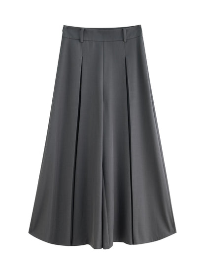 Black Draped Wide Leg Culottes