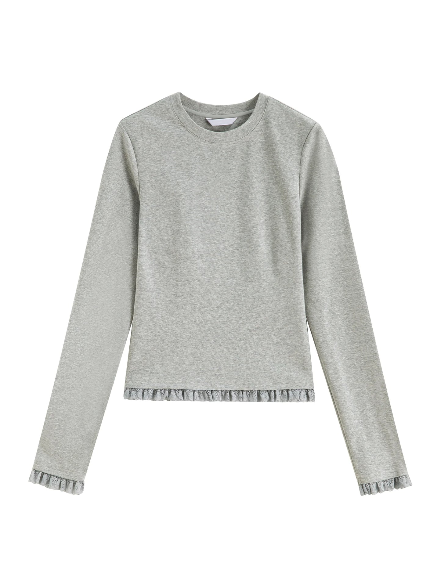 Ivory Lace Trim Long Sleeve Top