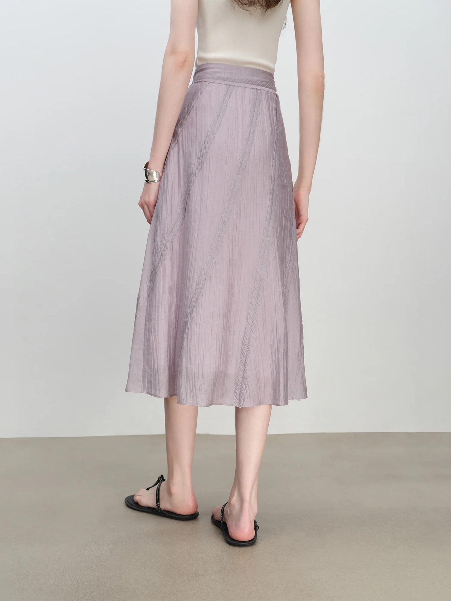 Lavender Bias Cut A-Line Skirt