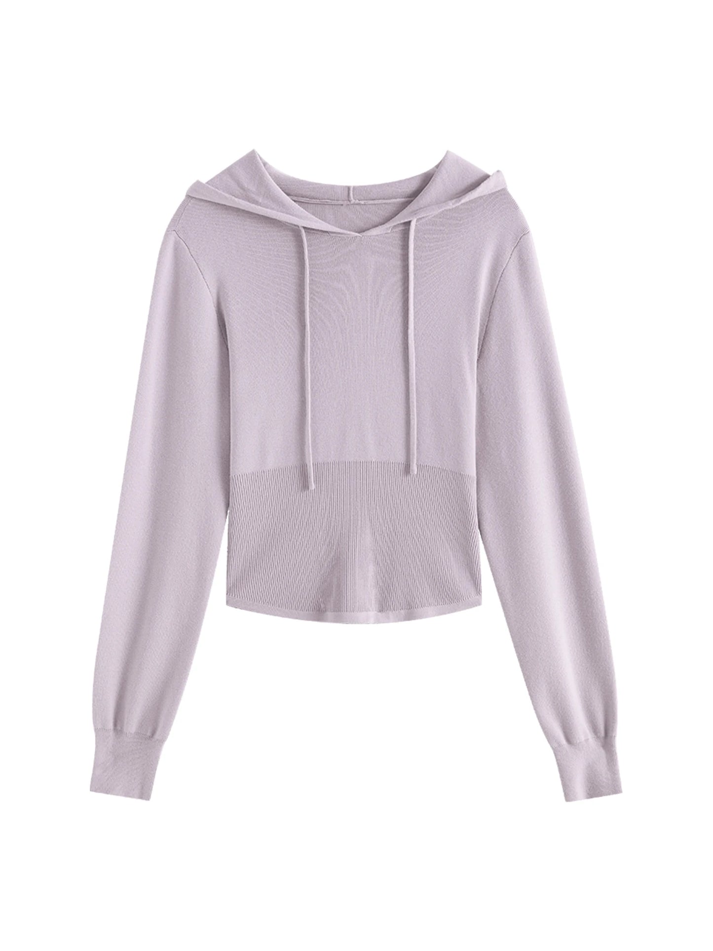 Charcoal Cropped Hooded Knit Jacket