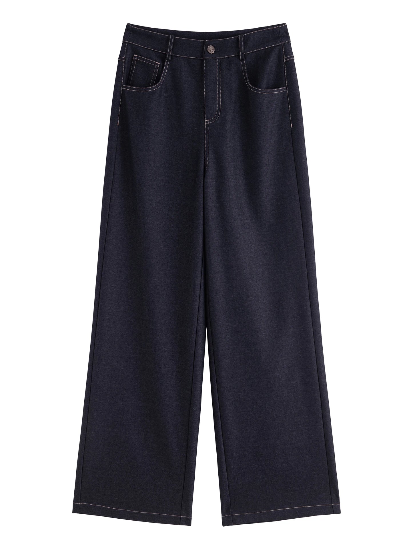 Dark Denim Straight Wide Pants