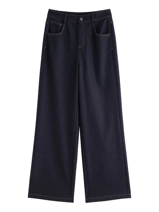 Dark Denim Straight Wide Pants