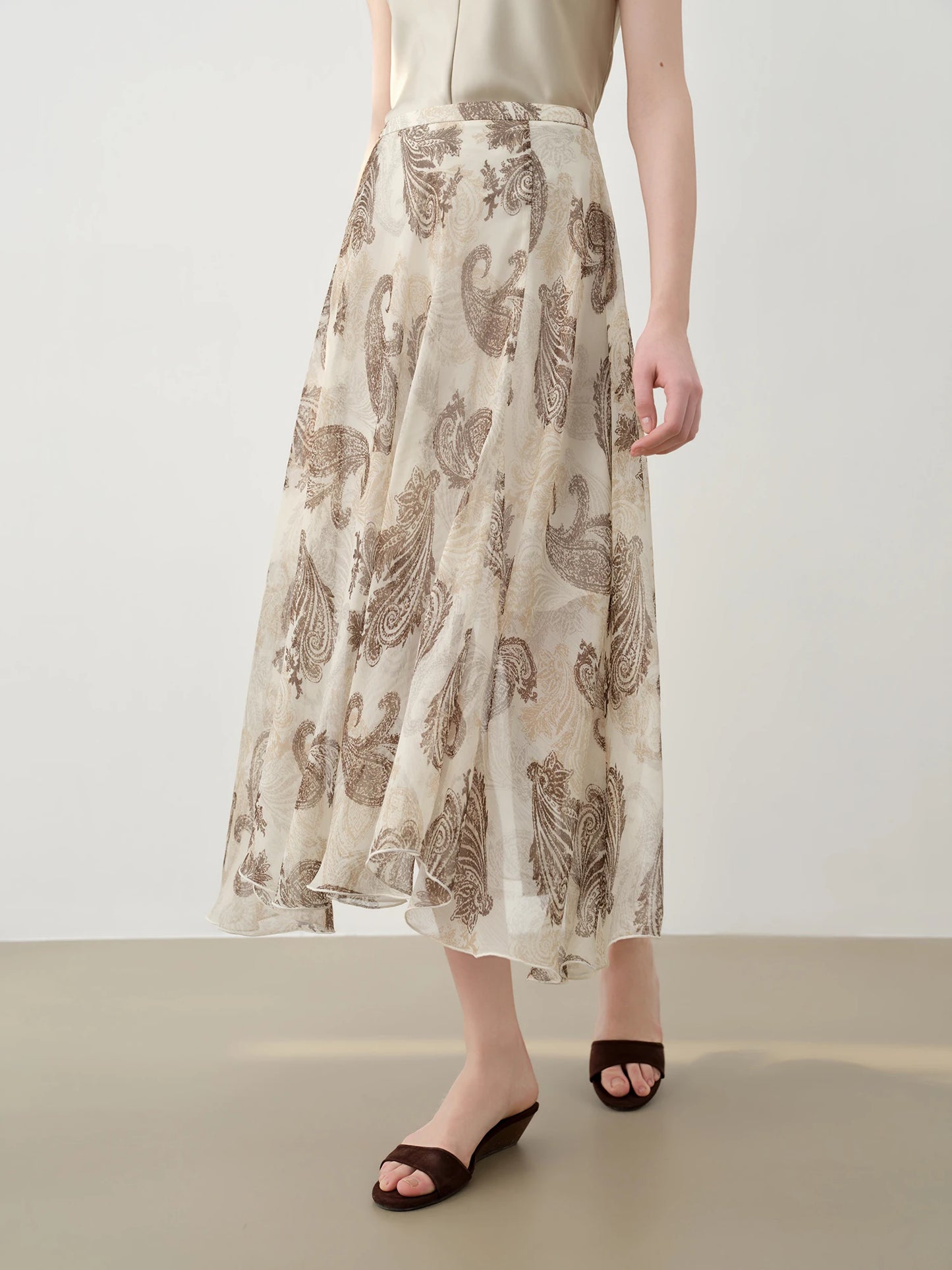 Paisley Chiffon Midi Skirt