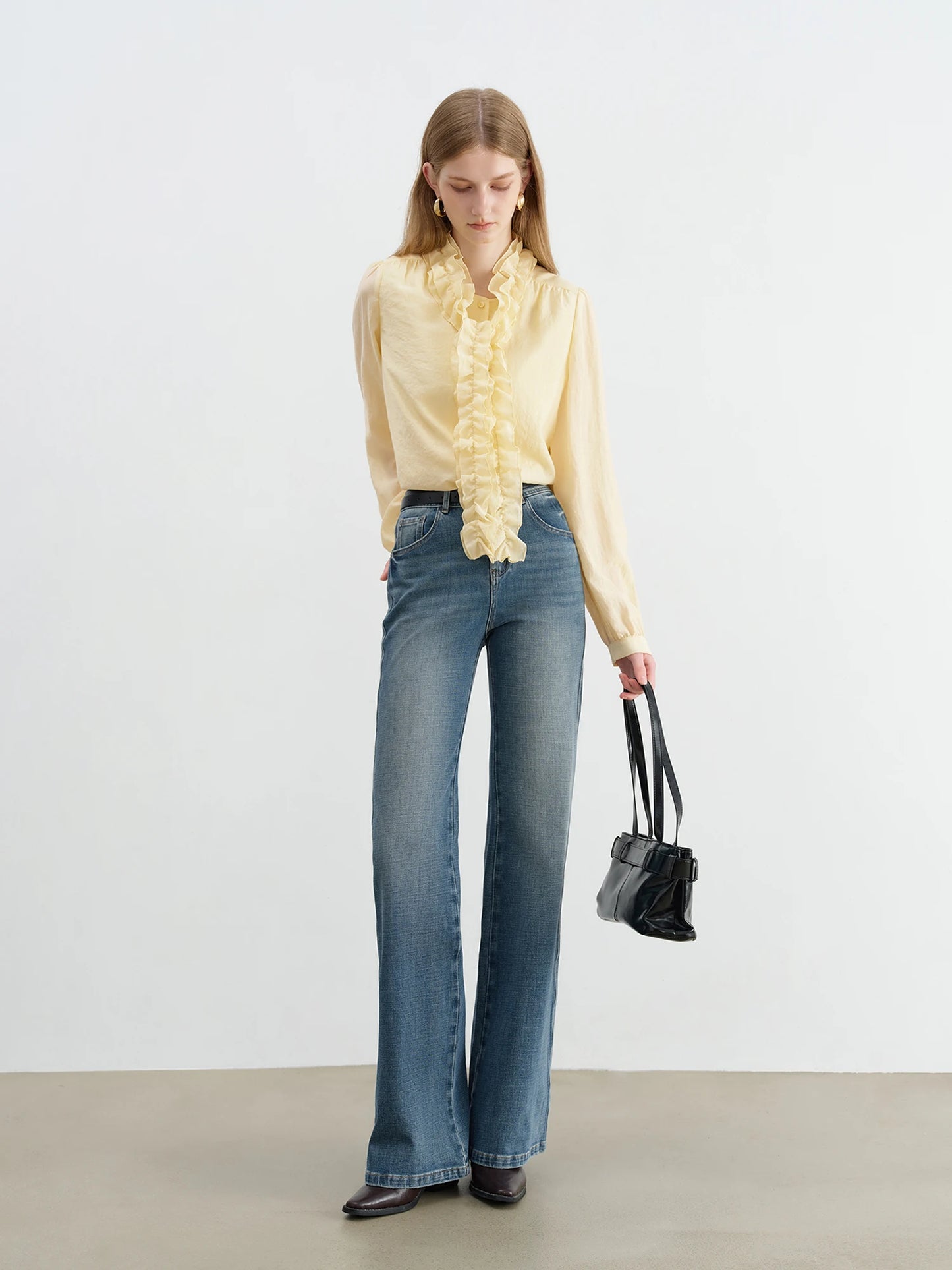 Butter Yellow Ruffle Trim Blouse
