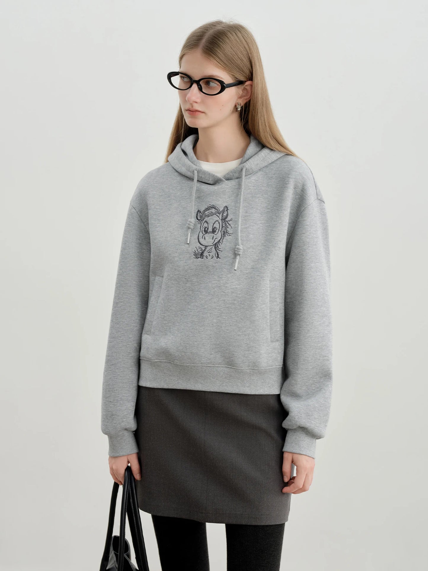 Gray Graphic Pullover Hoodie