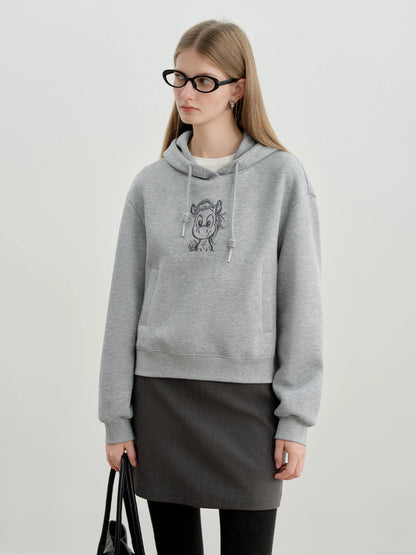 Gray Graphic Pullover Hoodie