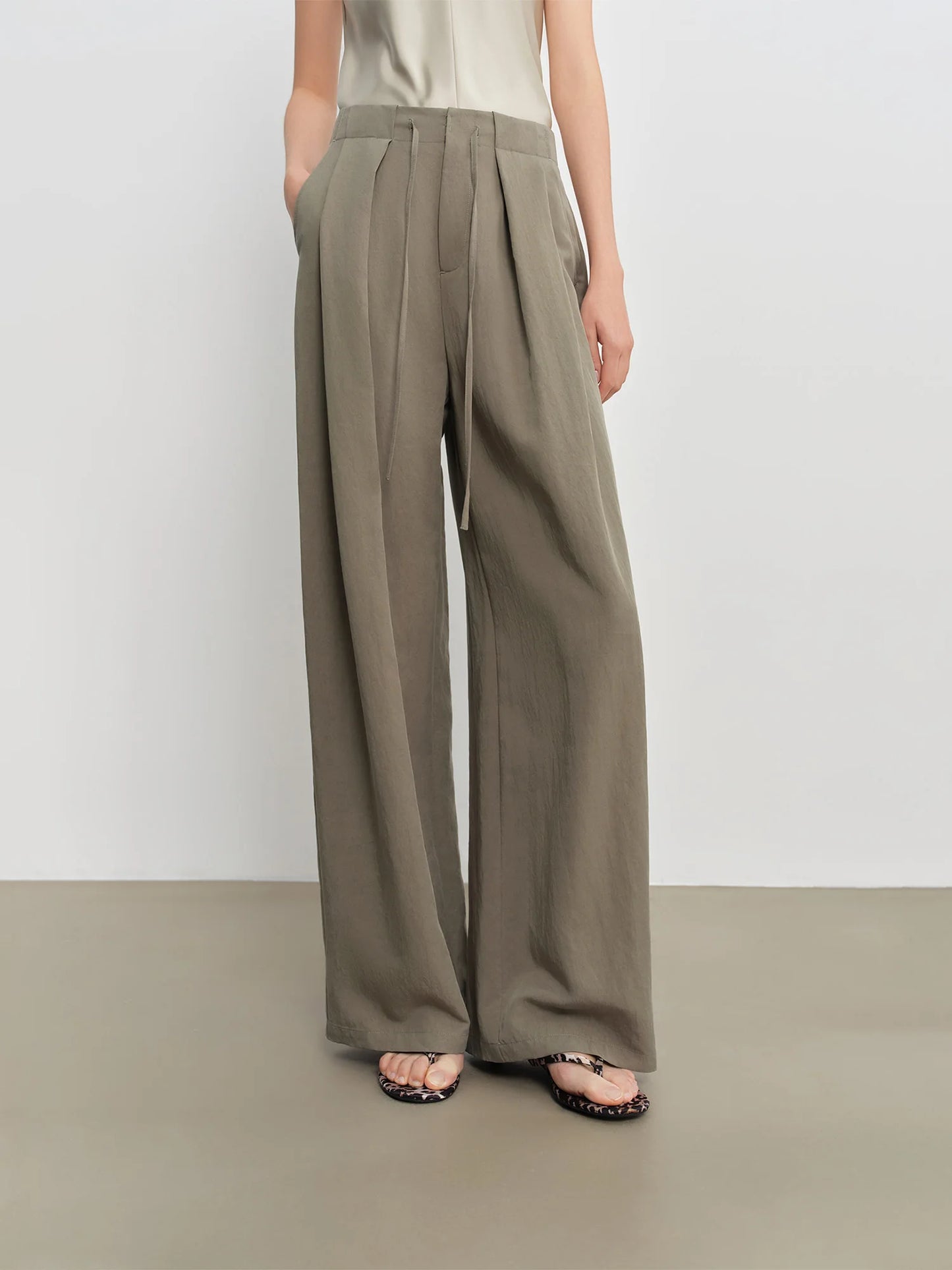 Charcoal Pleated Drawstring Pants