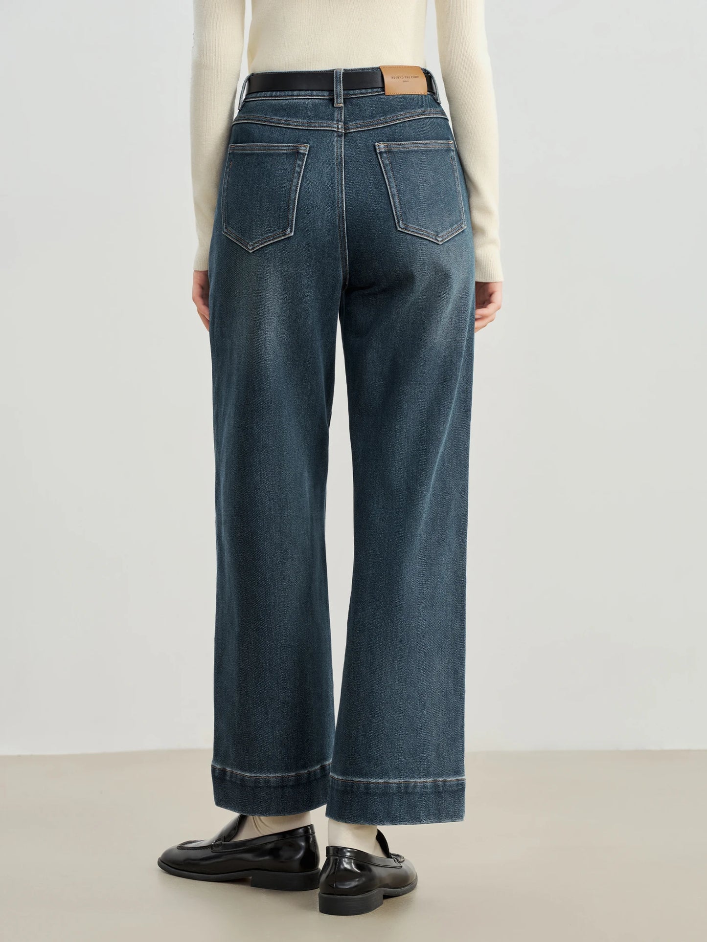 Dark Blue Front Seam Jeans