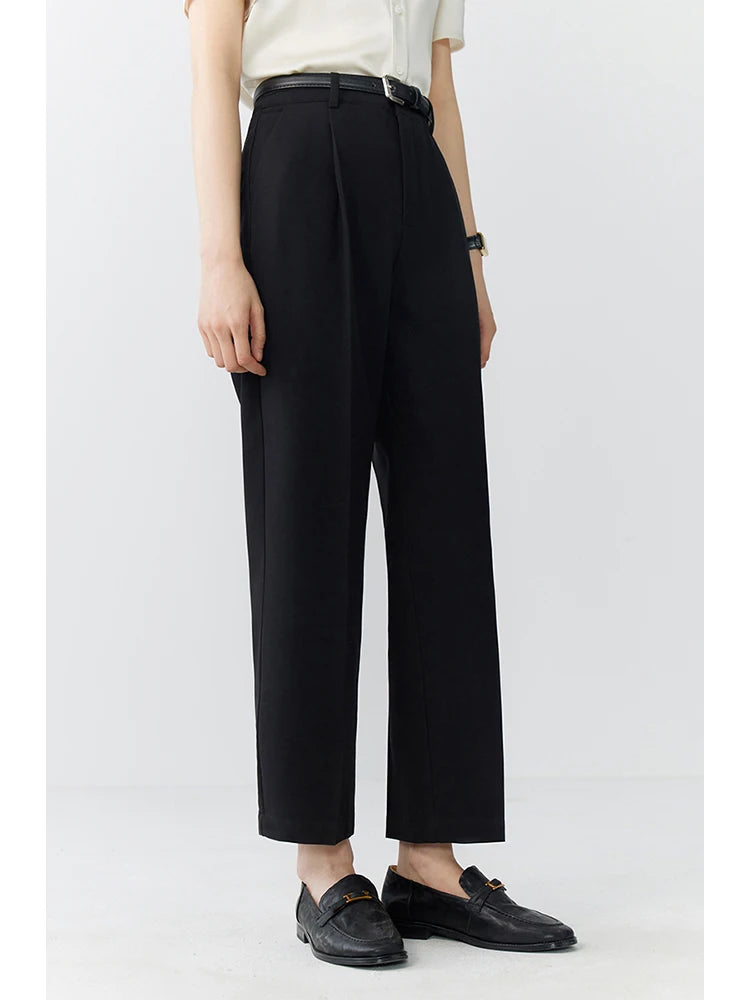 Beige Tapered Ankle Trousers