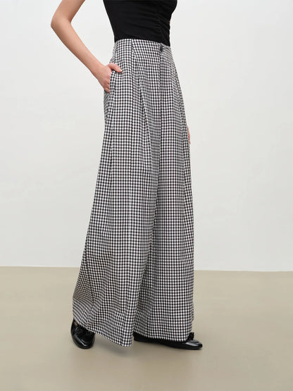 Oatmeal Pleated Wide Leg Trousers