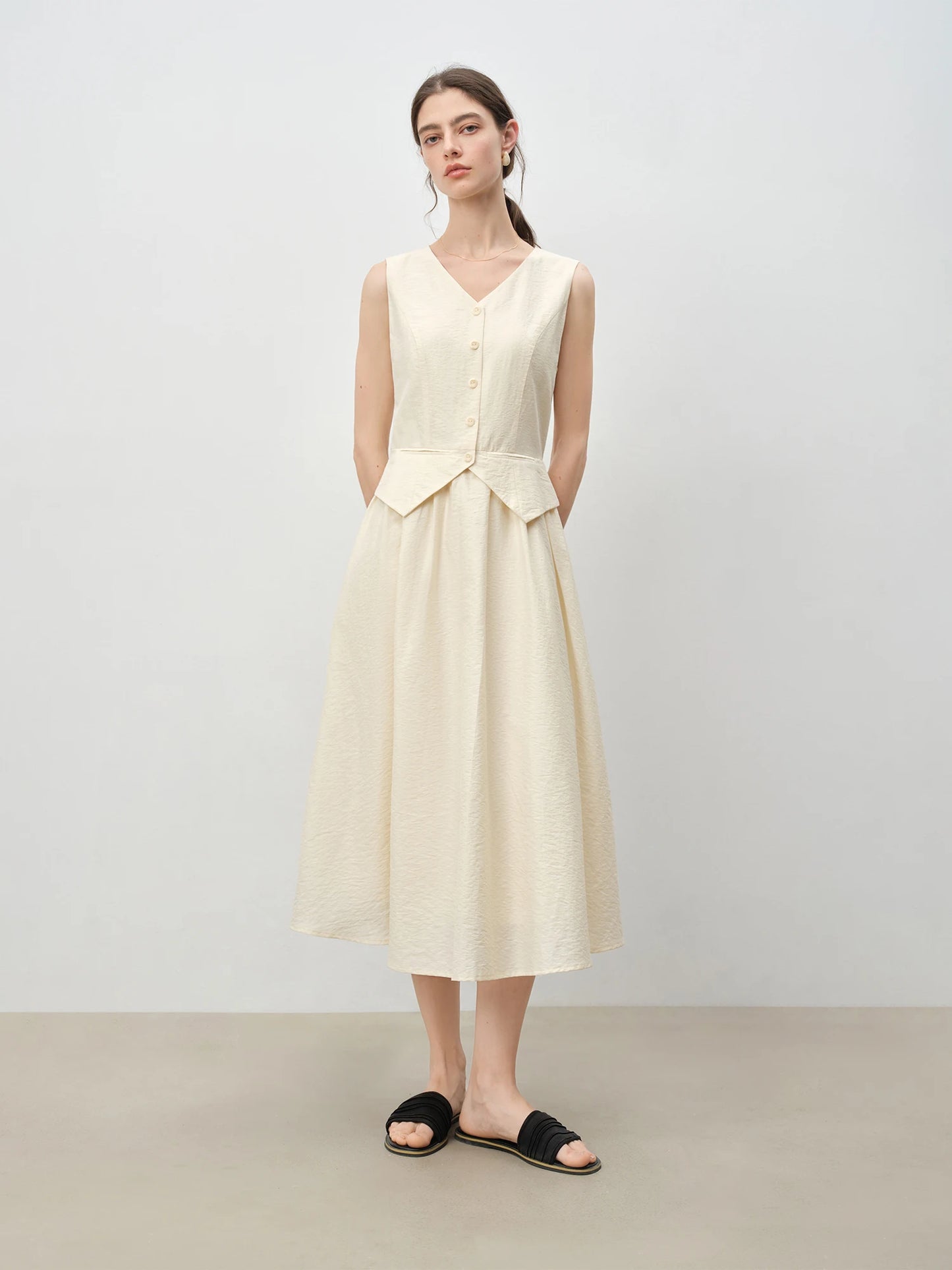 Linen Belted Vest Dress