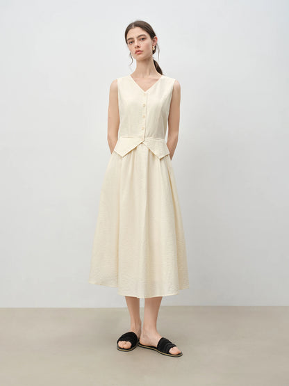 Linen Belted Vest Dress
