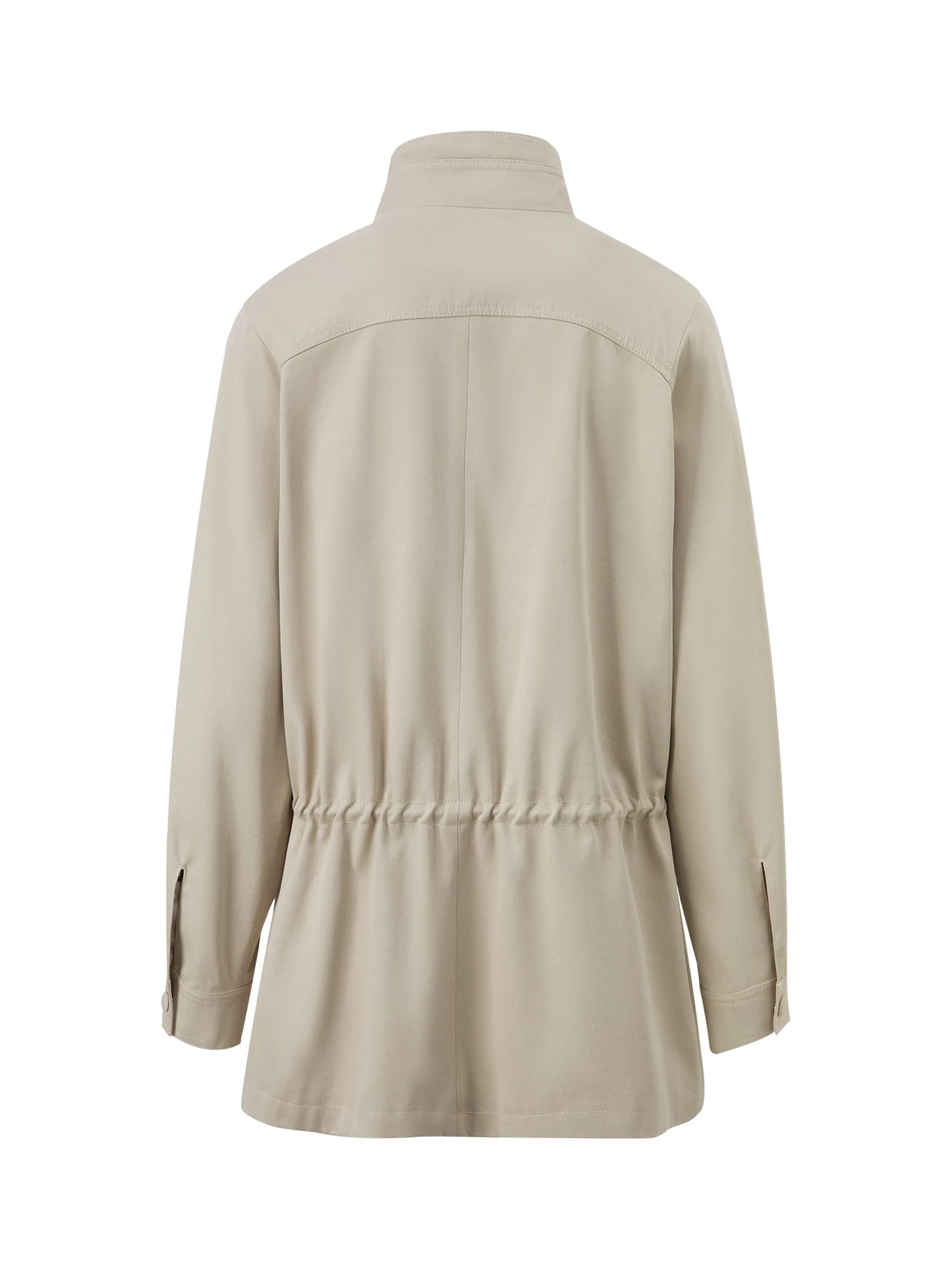 Beige Cinched Waist Utility Jacket