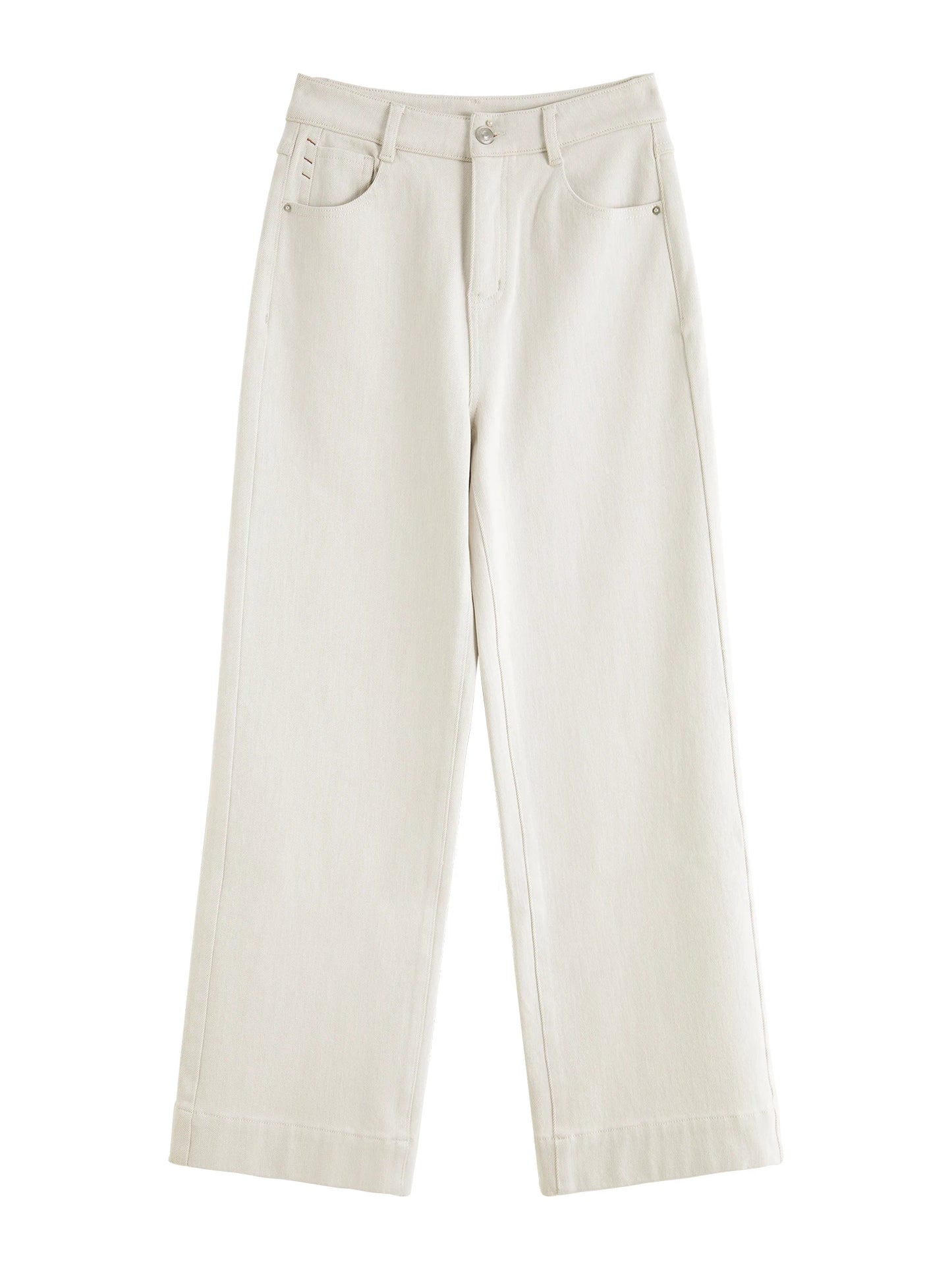 White Cropped Straight Jeans