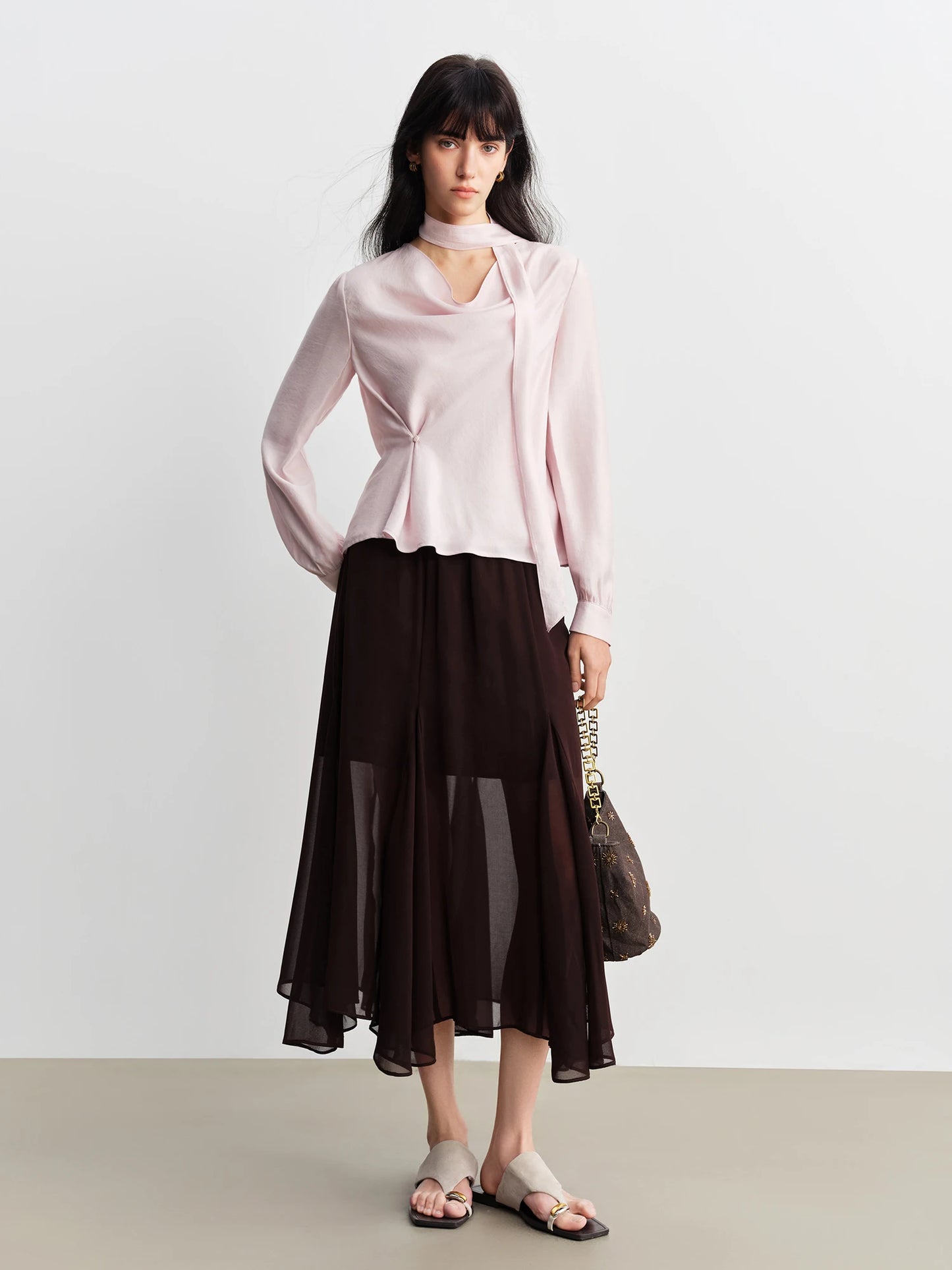 Blush Cowl Neck Long Sleeve Top