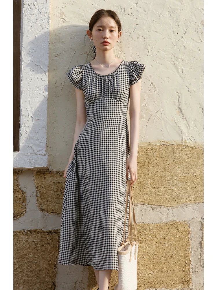 Green Plaid Short Sleeve Dress