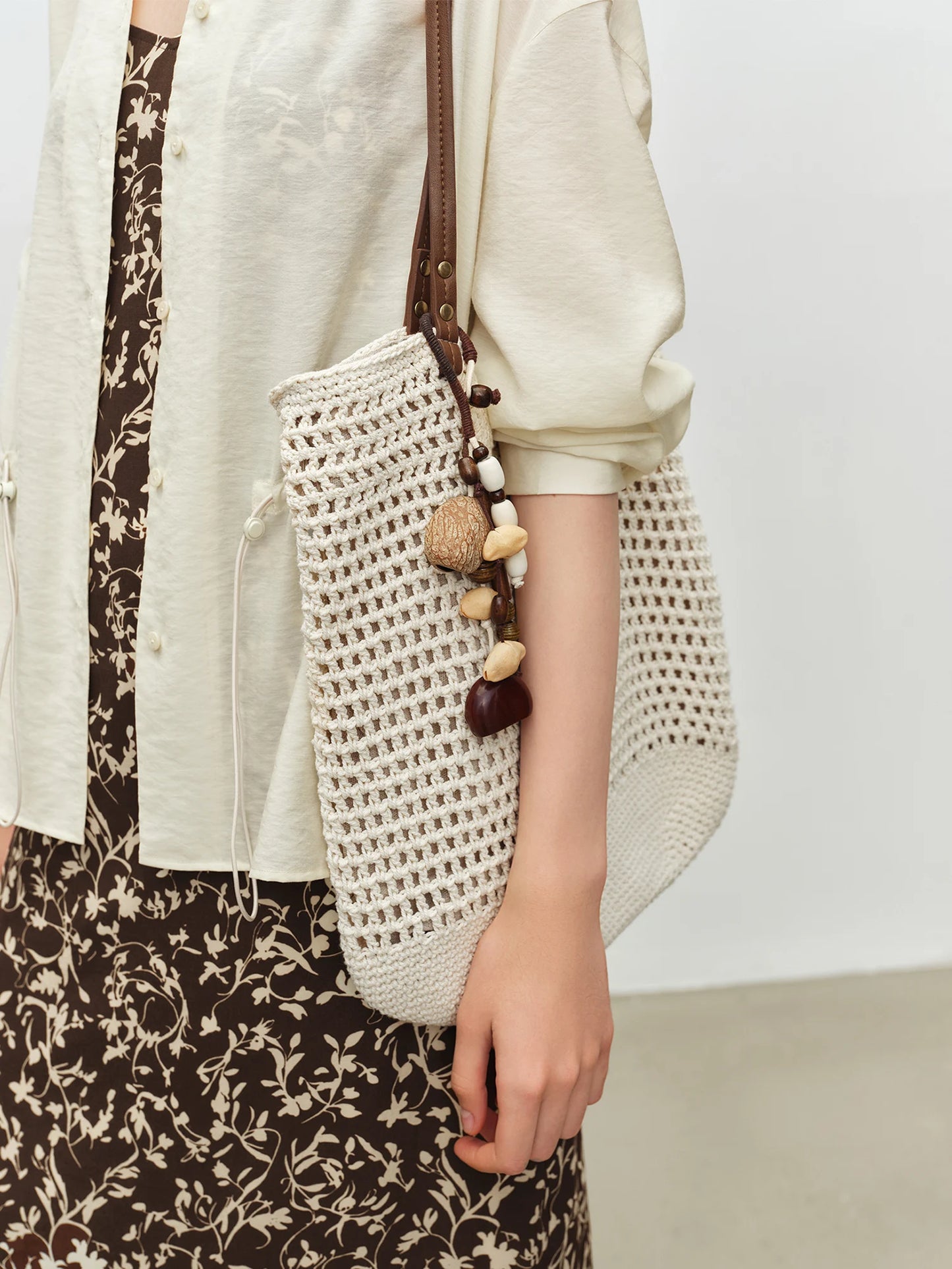 Natural Wooden Bead Bag Charm