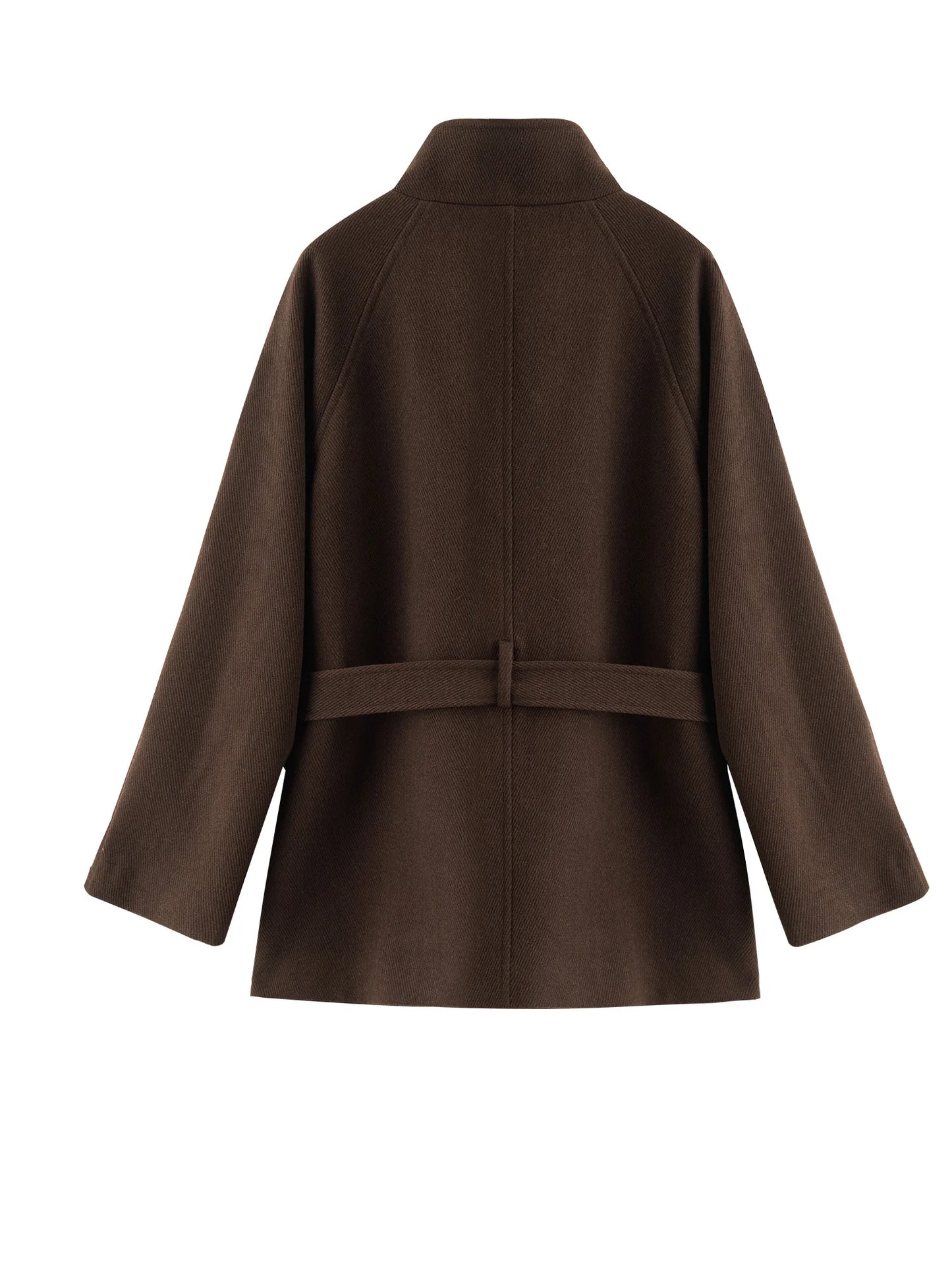 Brown Toggle Belted Coat