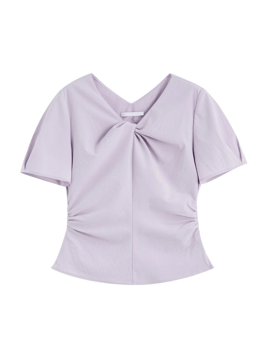 Lilac Twist Front Short Sleeve Top