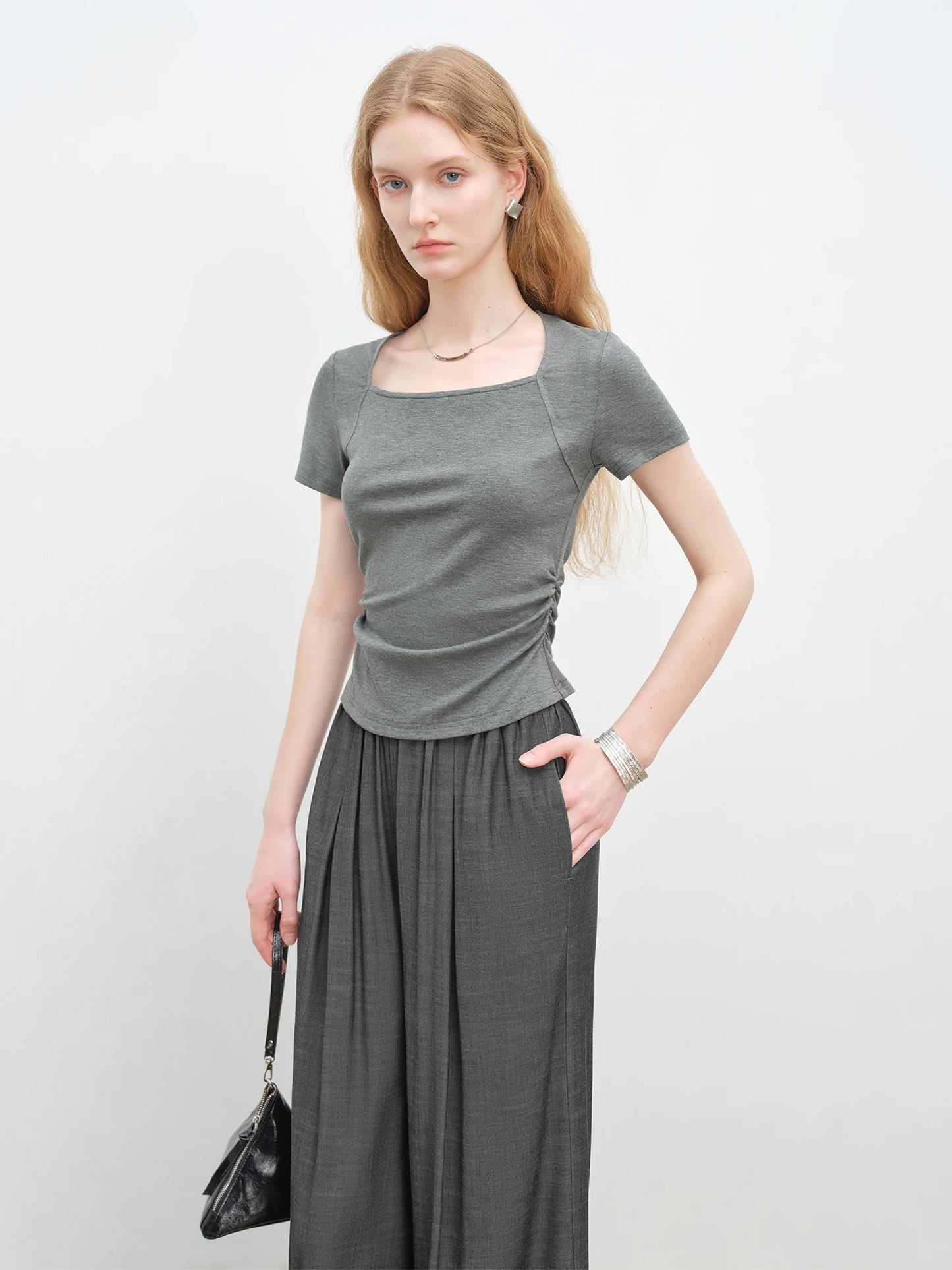 Olive Square Neck Slim Tee