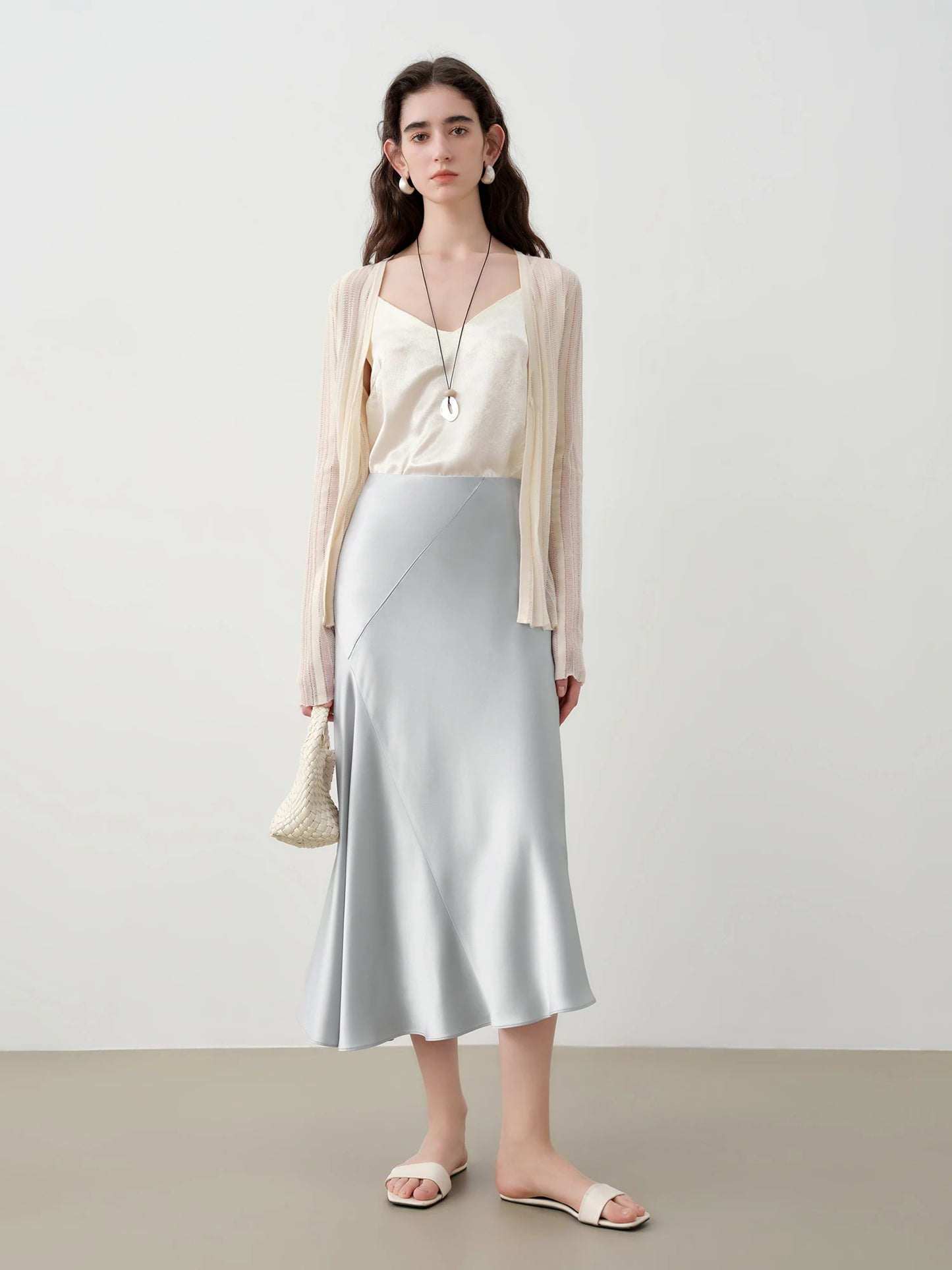 Ivory Sheer V-Neck Knit Cardigan