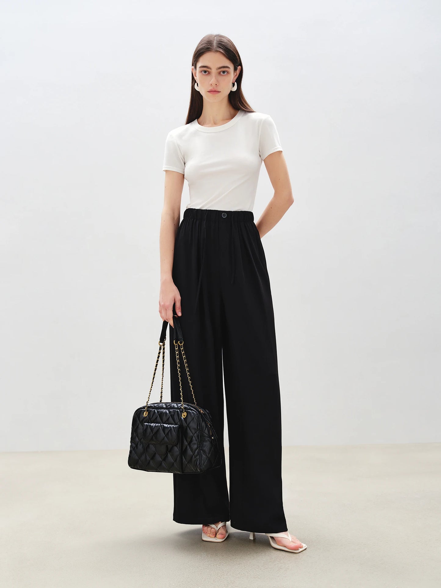 Ivory Cooling Wide Leg Pants