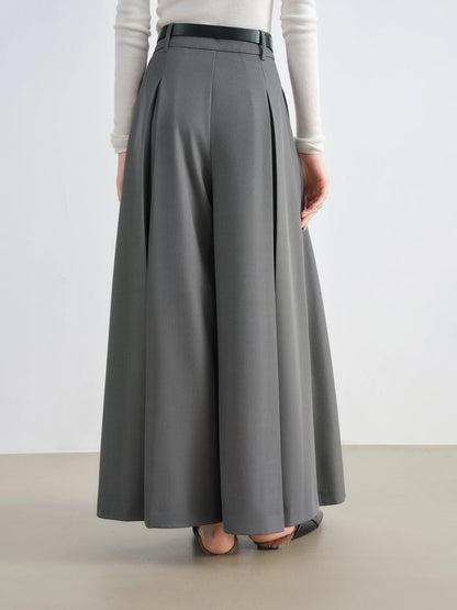 Black Draped Wide Leg Culottes