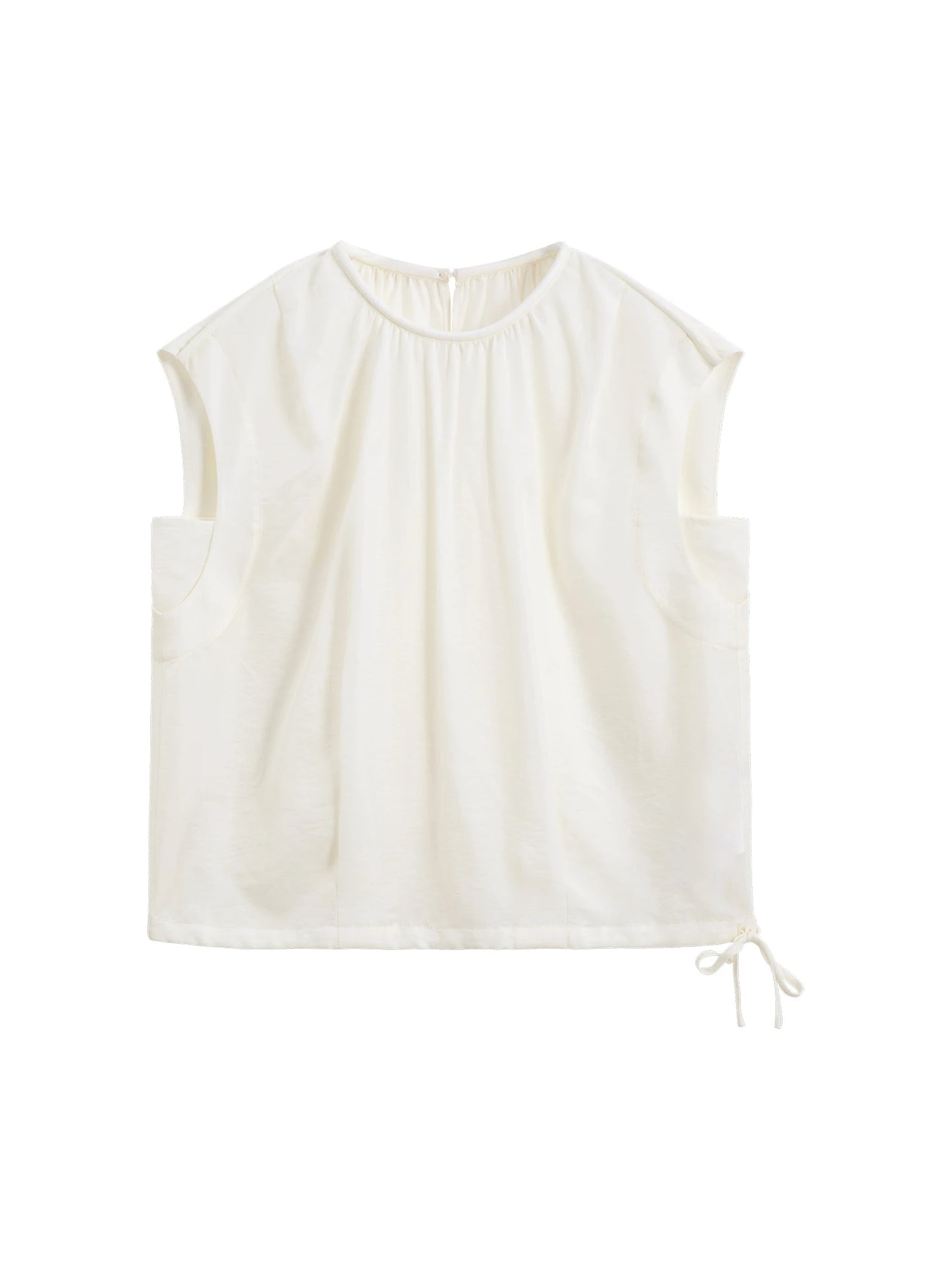 Lavender Gathered Neck Sleeveless Blouse