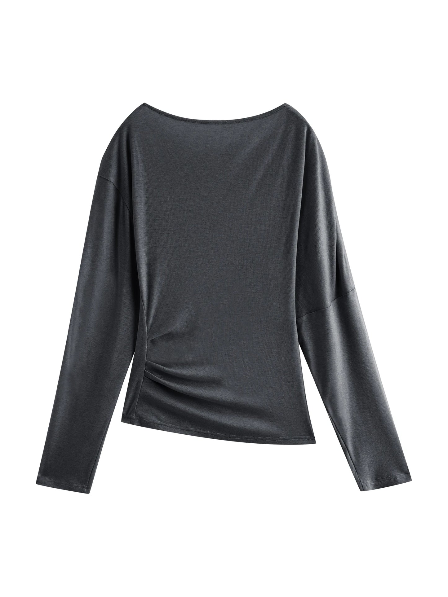 Charcoal Button Boat Neck Top