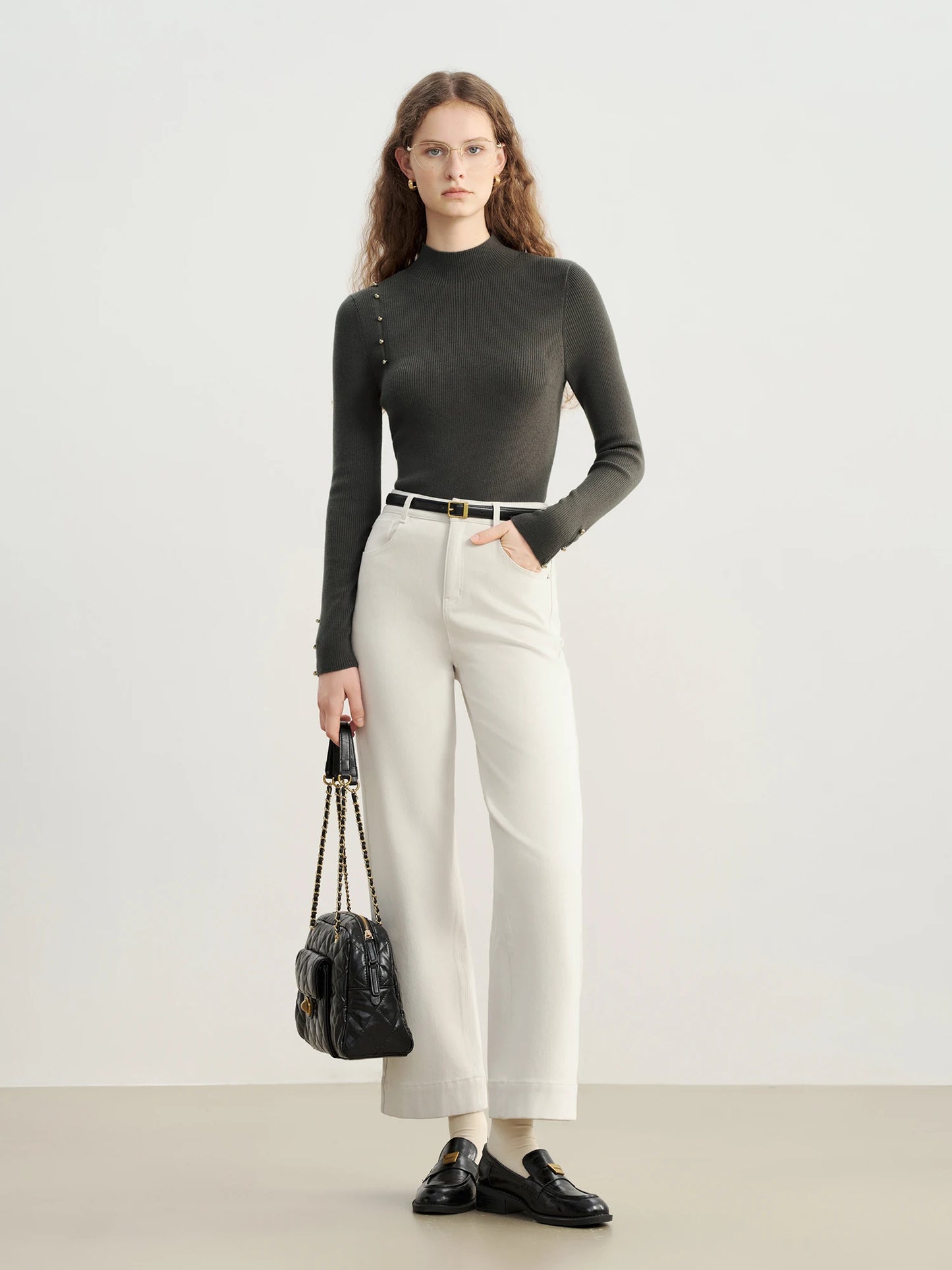 White Cropped Straight Jeans