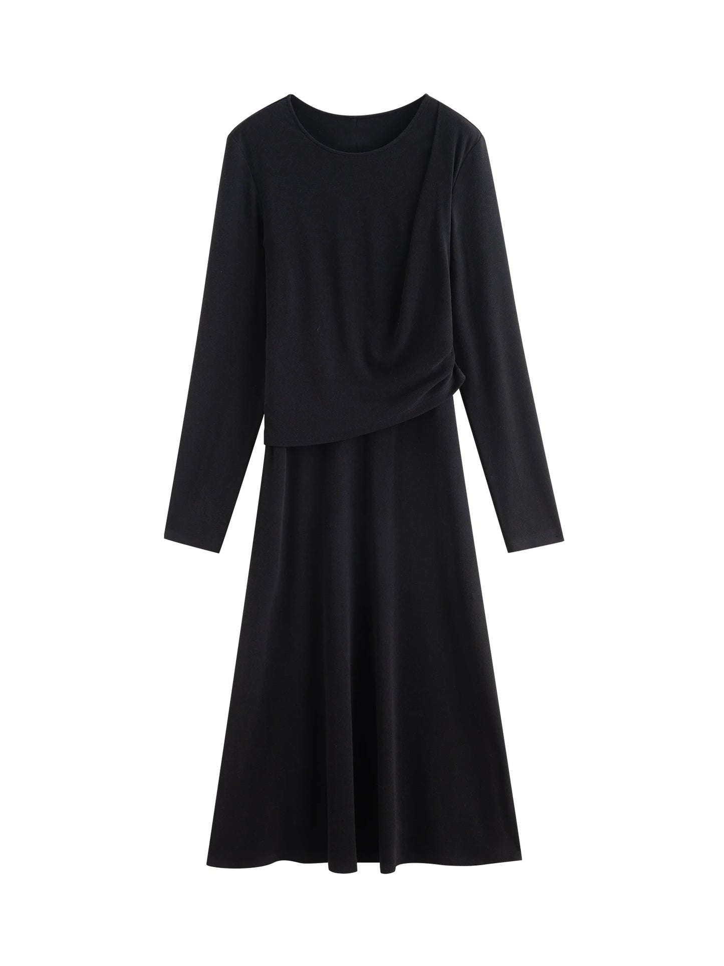 Brown Layered Long Sleeve Dress