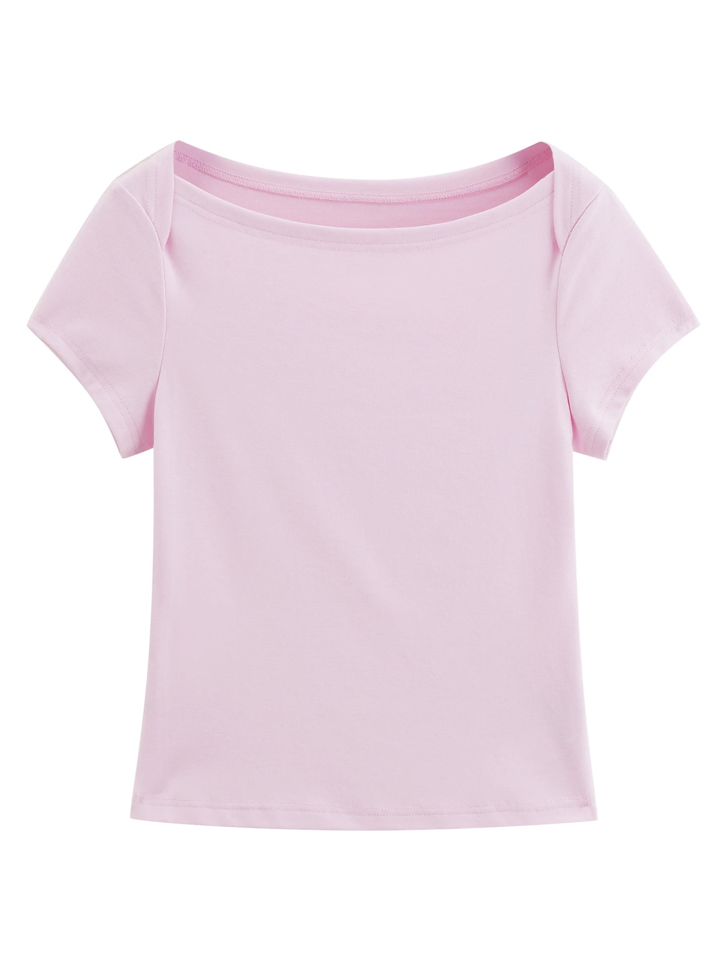 Gray Wide Neck Slim Tee