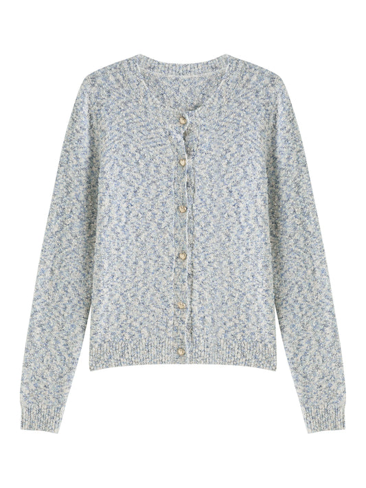 Grey Button Front Knit Cardigan