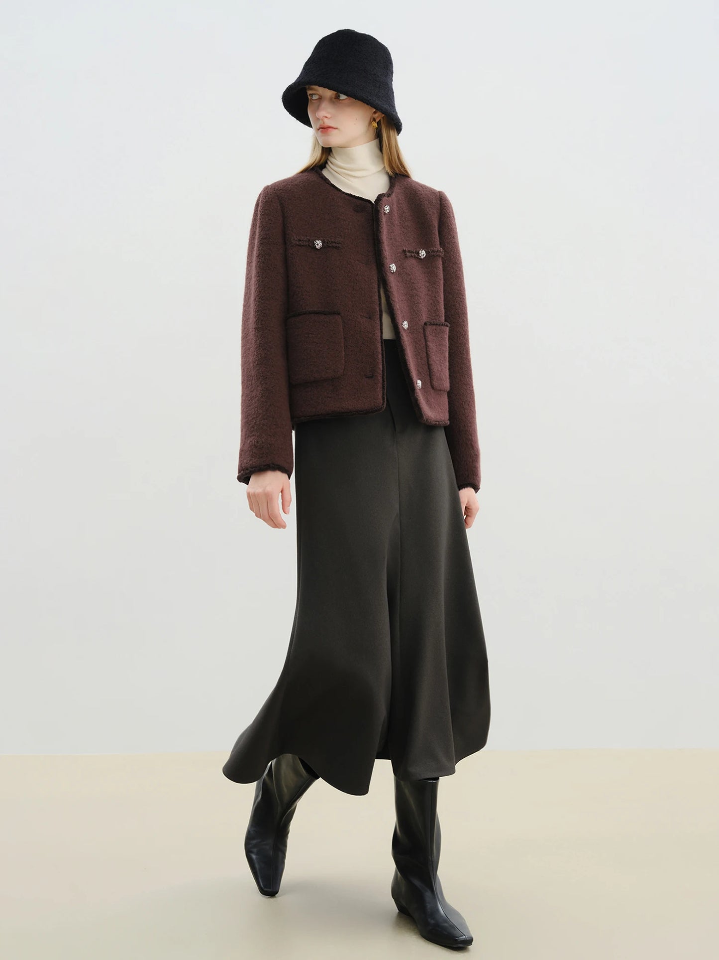 Brown Textured Button Jacket