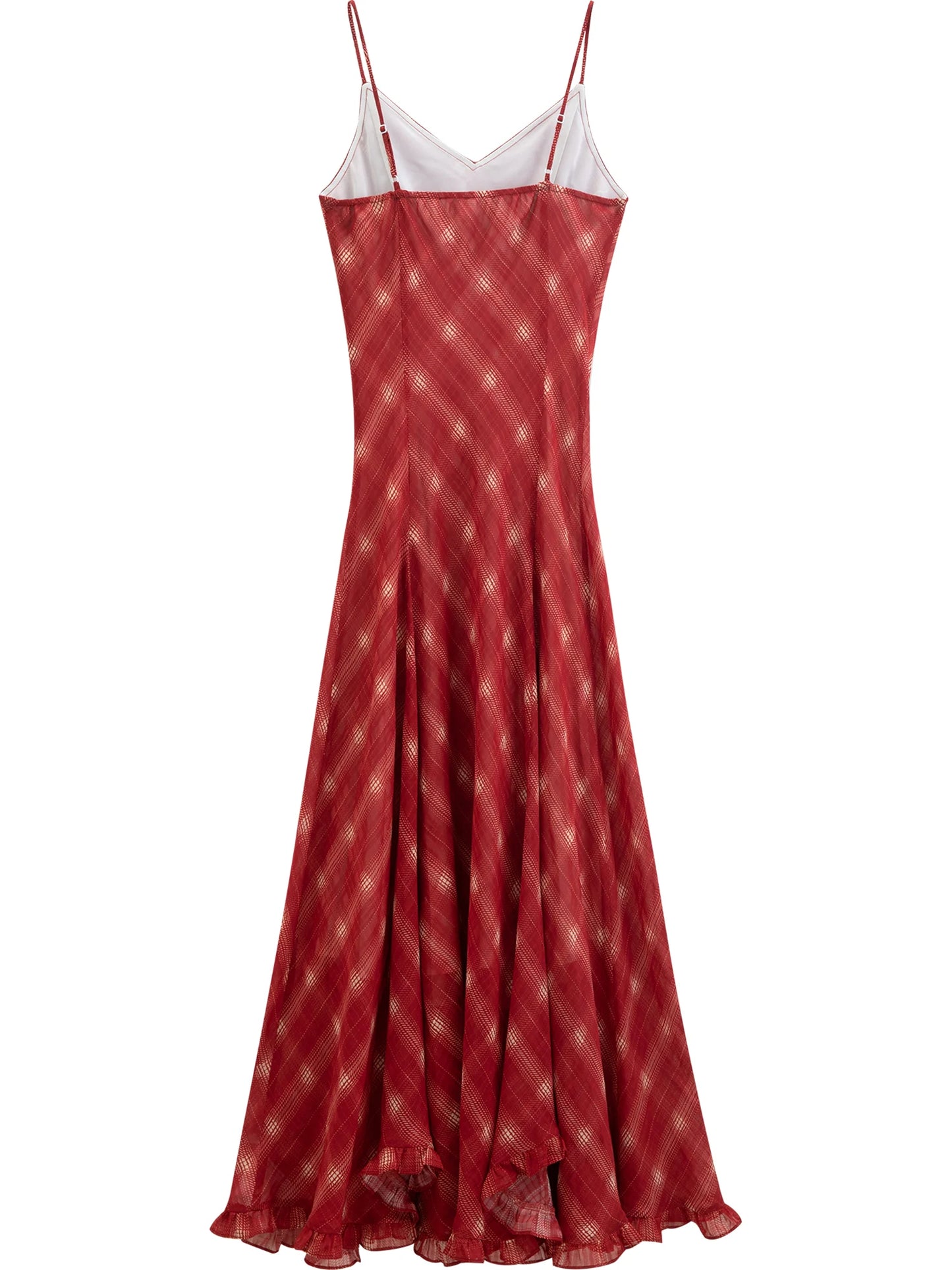 Red Check Halter Midi Dress