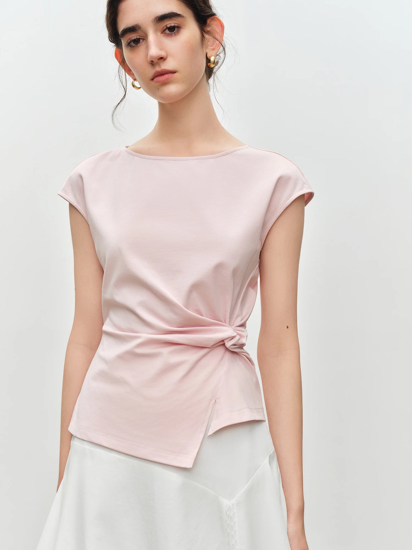 Blush Twist Front Short Sleeve Top