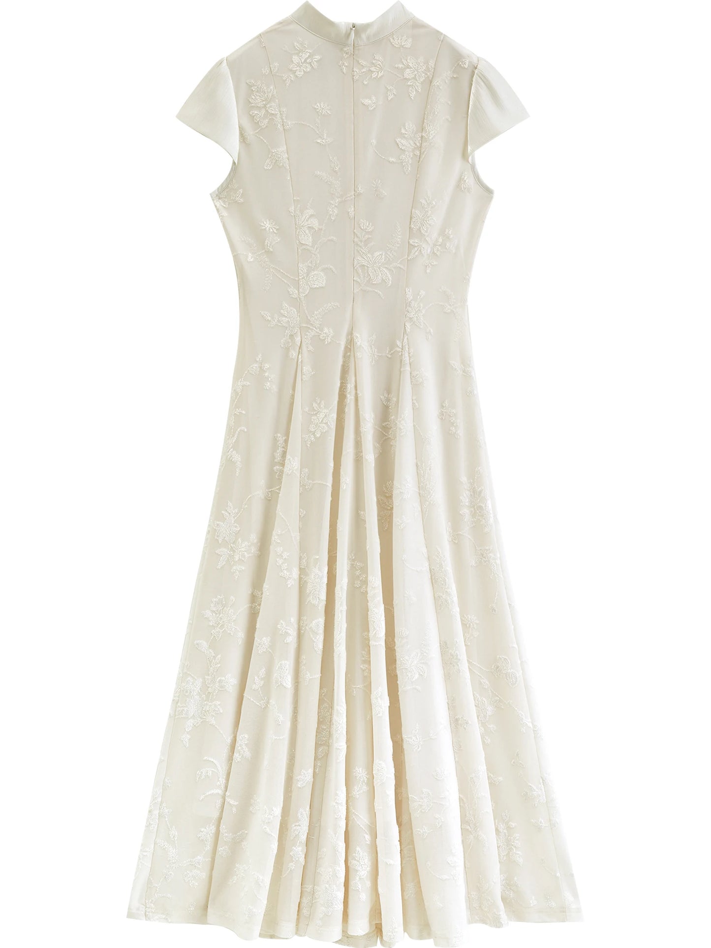 Ivory Jacquard Qipao Midi Dress