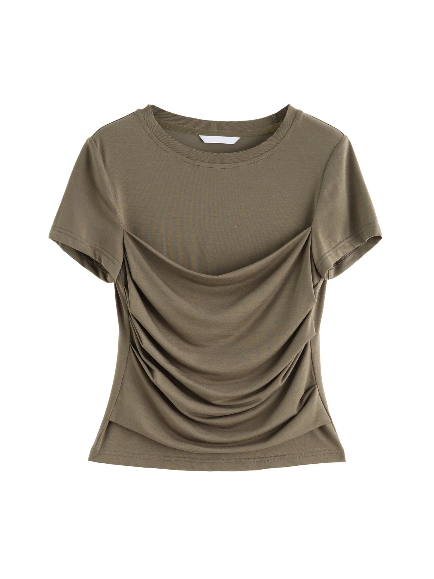 Olive Draped Short Sleeve Top