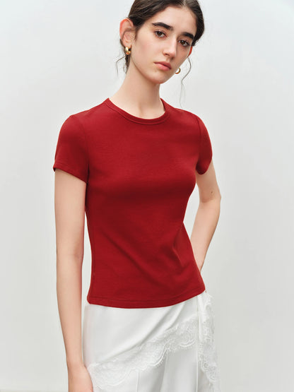 Ivory Slim Crew Neck Tee