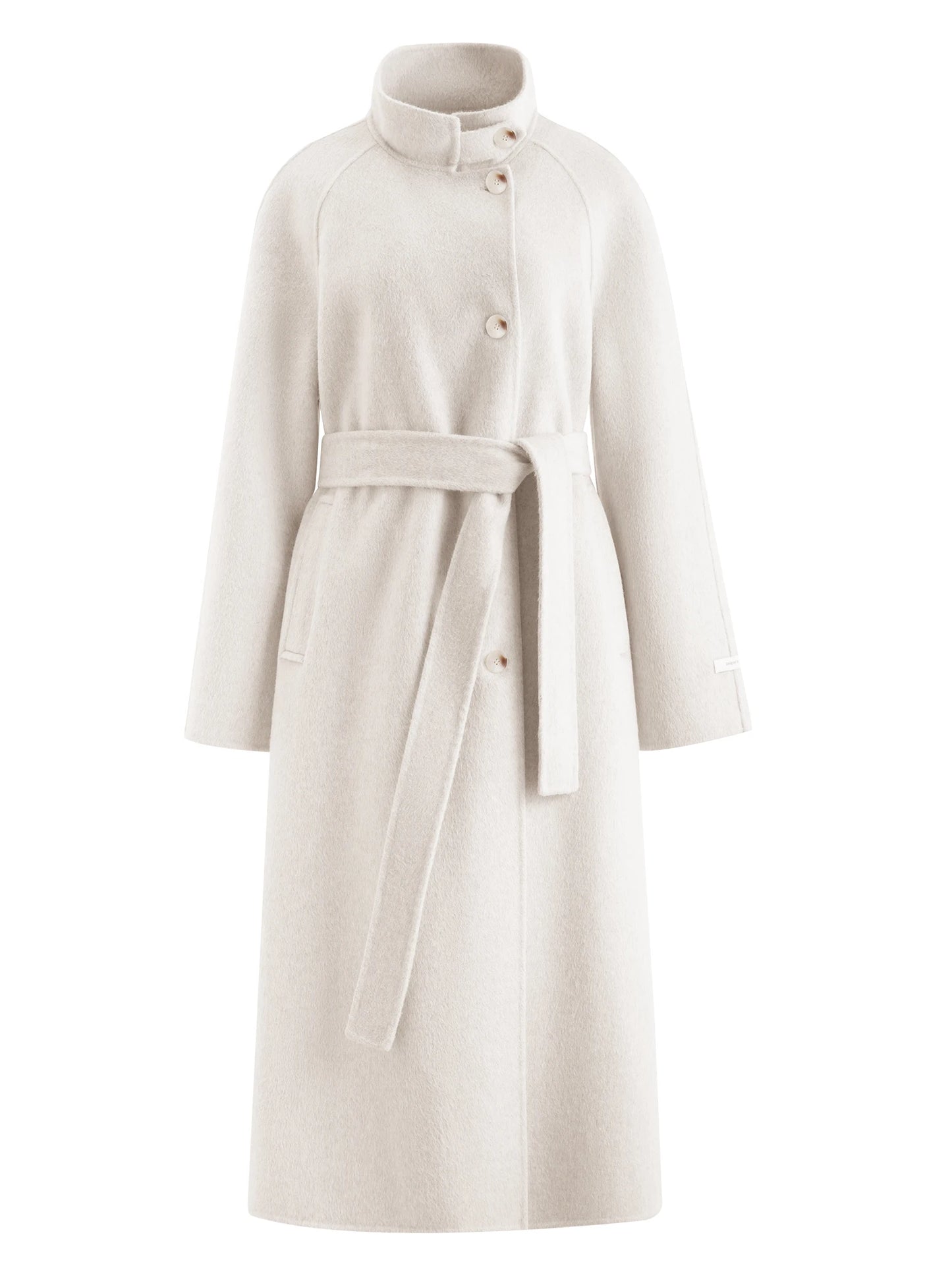 Beige Stand Collar Wool Coat
