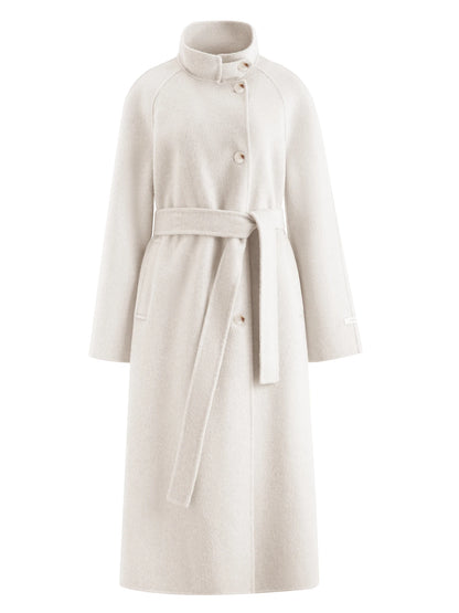 Beige Stand Collar Wool Coat