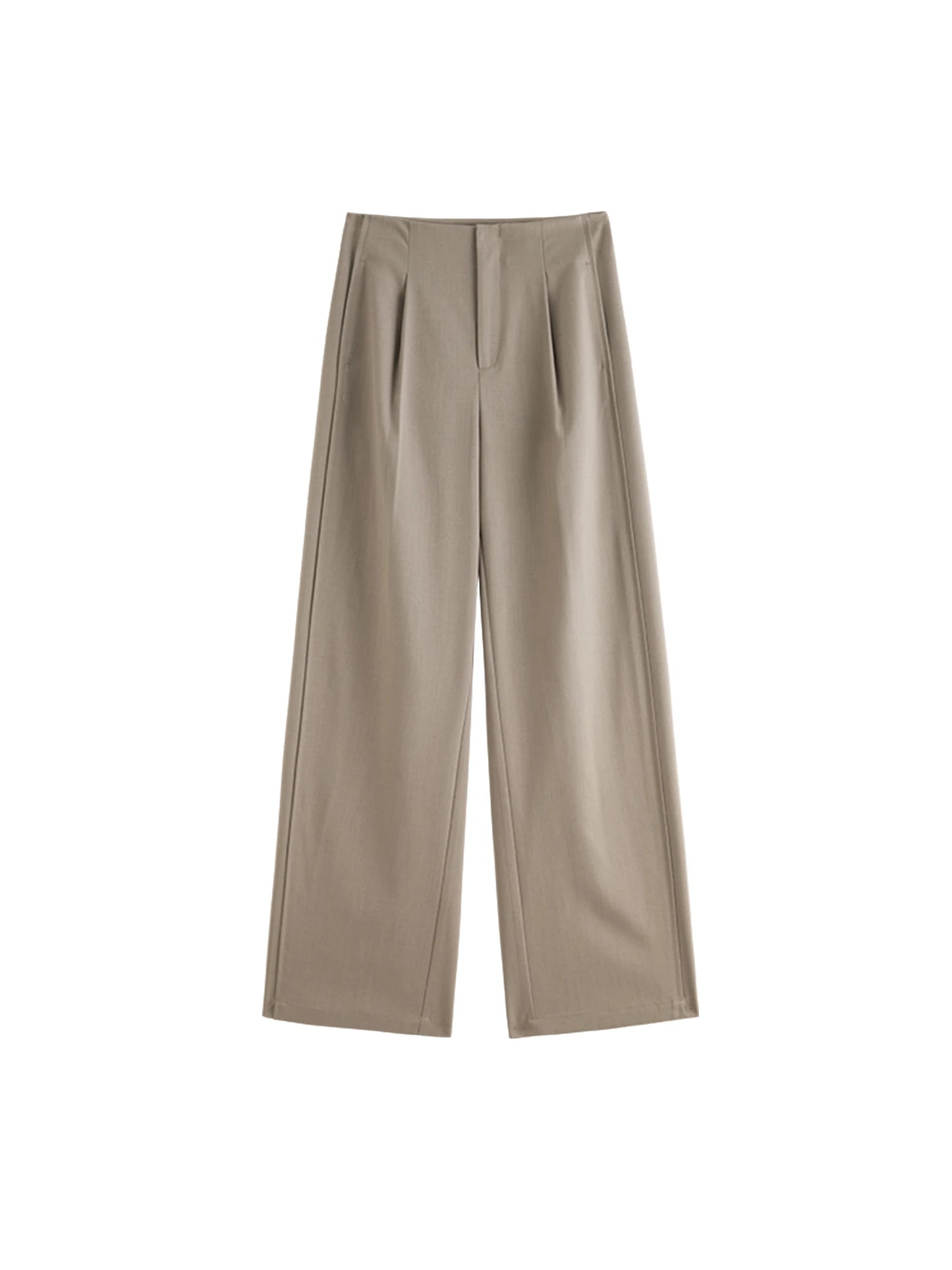 Khaki Double Seam Wide Leg Pants
