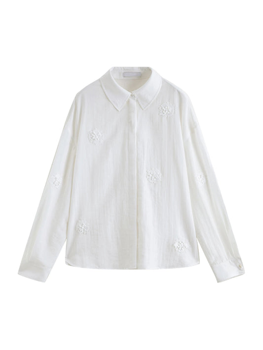White Embroidered Linen Shirt