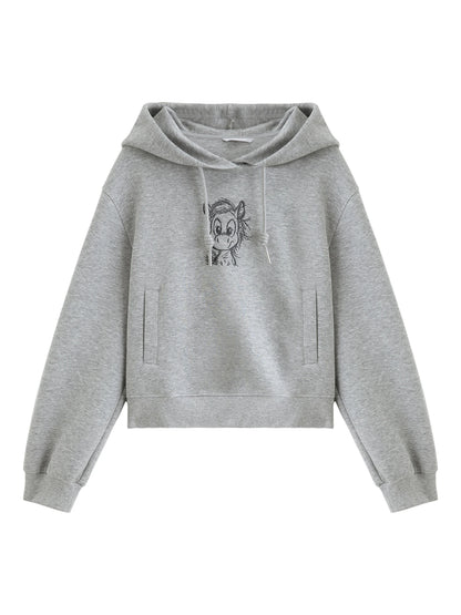 Gray Graphic Pullover Hoodie