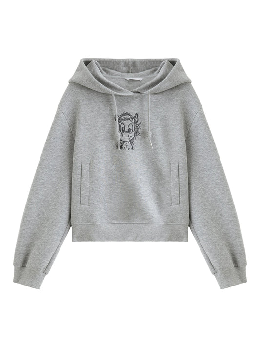 Gray Graphic Pullover Hoodie