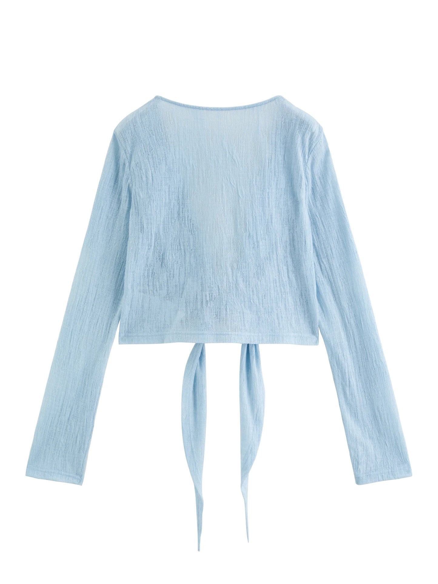 Pale Blue Tie Front Cardigan