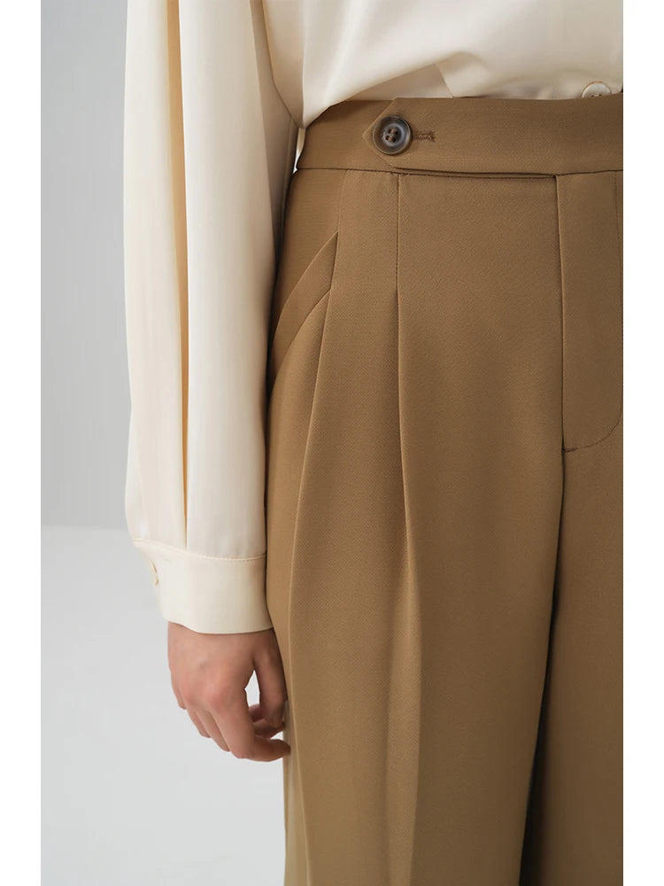 Black Pleated Wide Leg Trousers